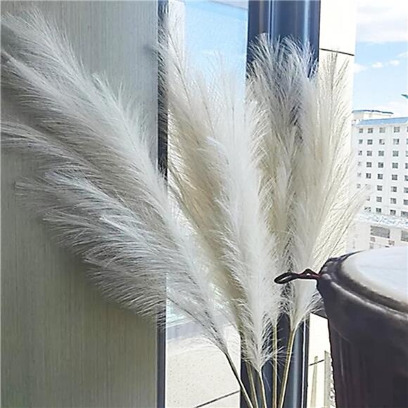 38" 10PCS Artificial Dried Pampas Grass Decor - Fluffy Pampas Grass Bouquet - Picture 3 of 8